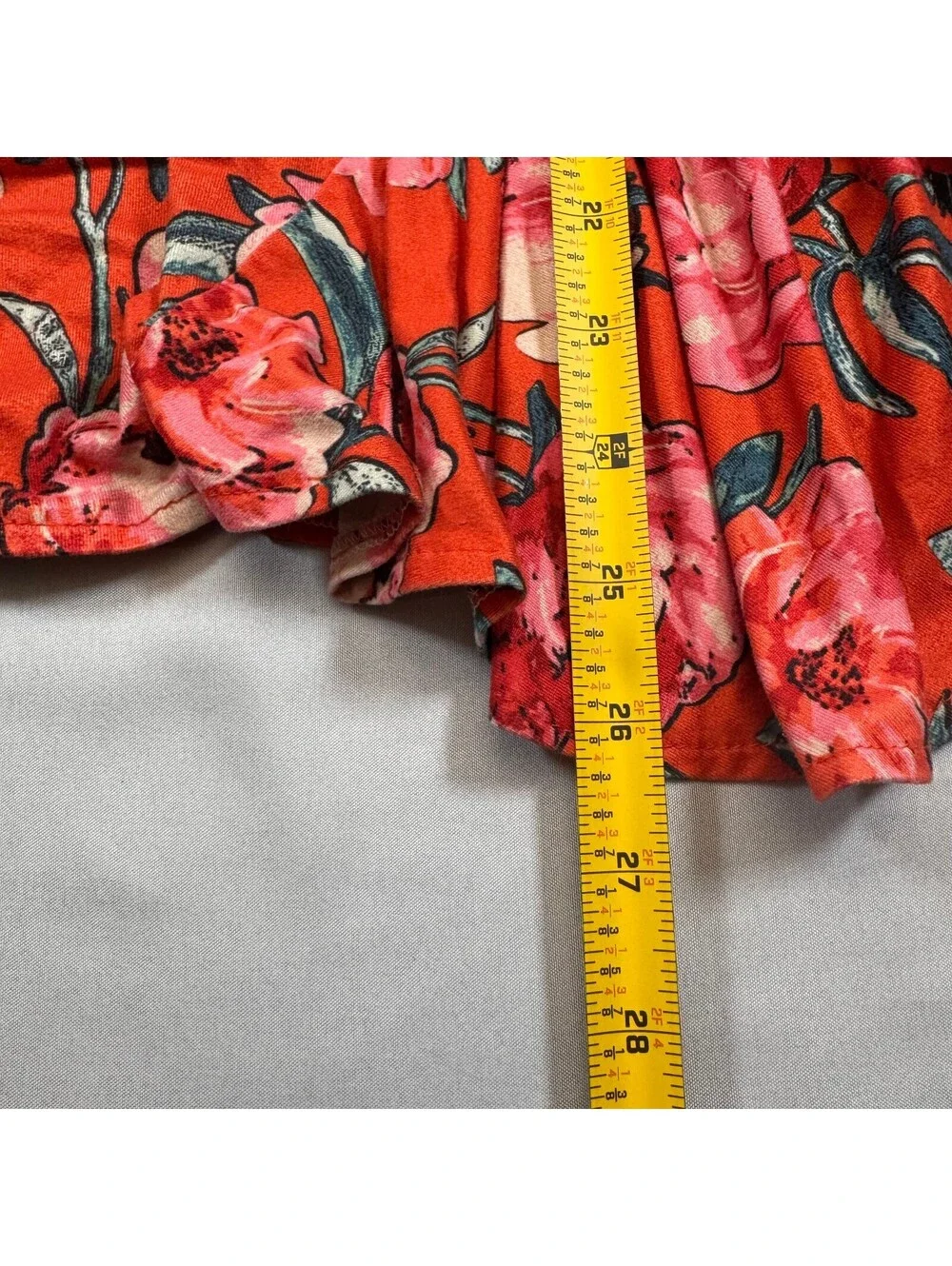 Joyfolie Mia Joy Girls Size 6 Orange Pink Floral High Low Handkerchief Hem Dress